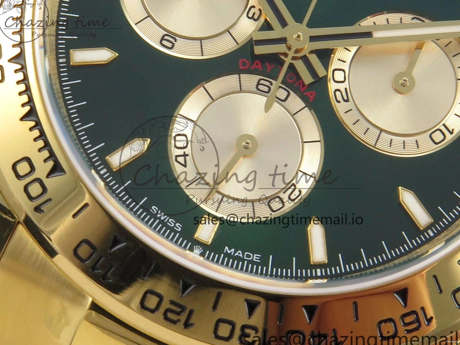 1:1 Edition V6（Gain YG Dial Weight） QF Daytona Best SH4131 Green On 126508 Markers Bracelet Stick 0105